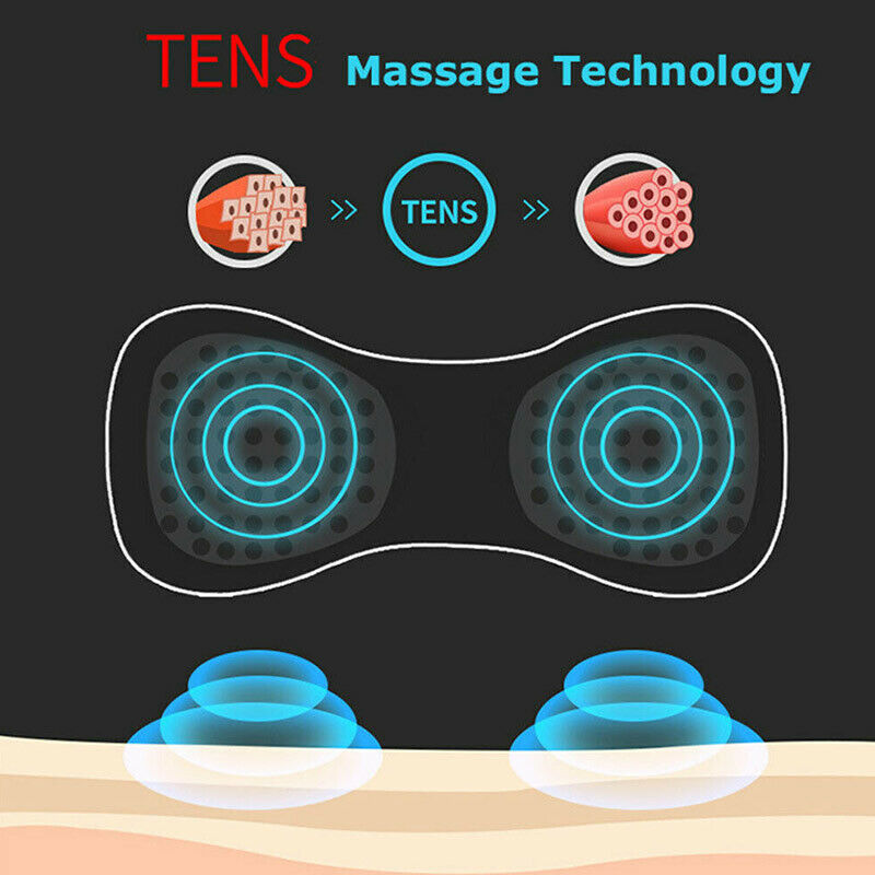 Mini massageador elétrico portátil para pescoço, costas, corpo, estimulador de massagem cervical, adesivo de massagem para alívio da dor com cabo de carregamento USB