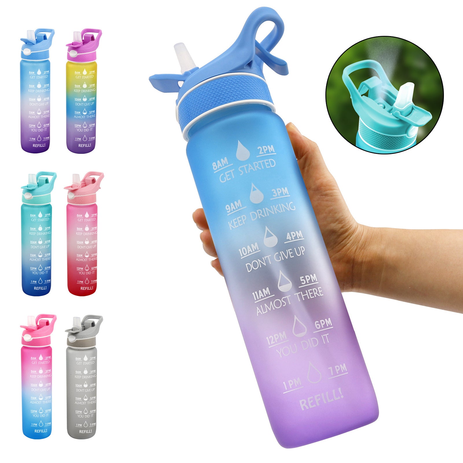 Funda protectora para botella de agua, con pajita y forma de rebote, para deportes